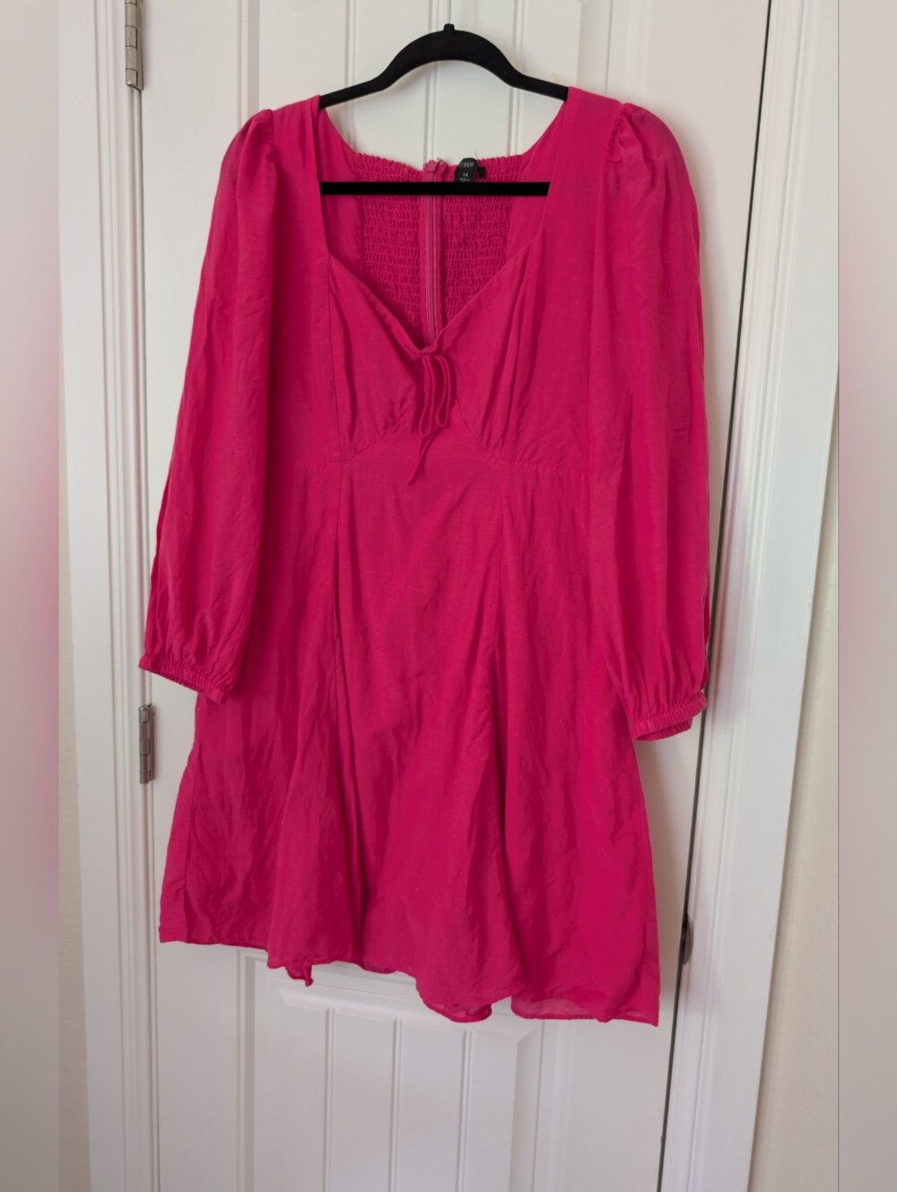 J Crew Cotton Pink Long-Sleeve A-Line Dress 14 - Picture 2 of 9